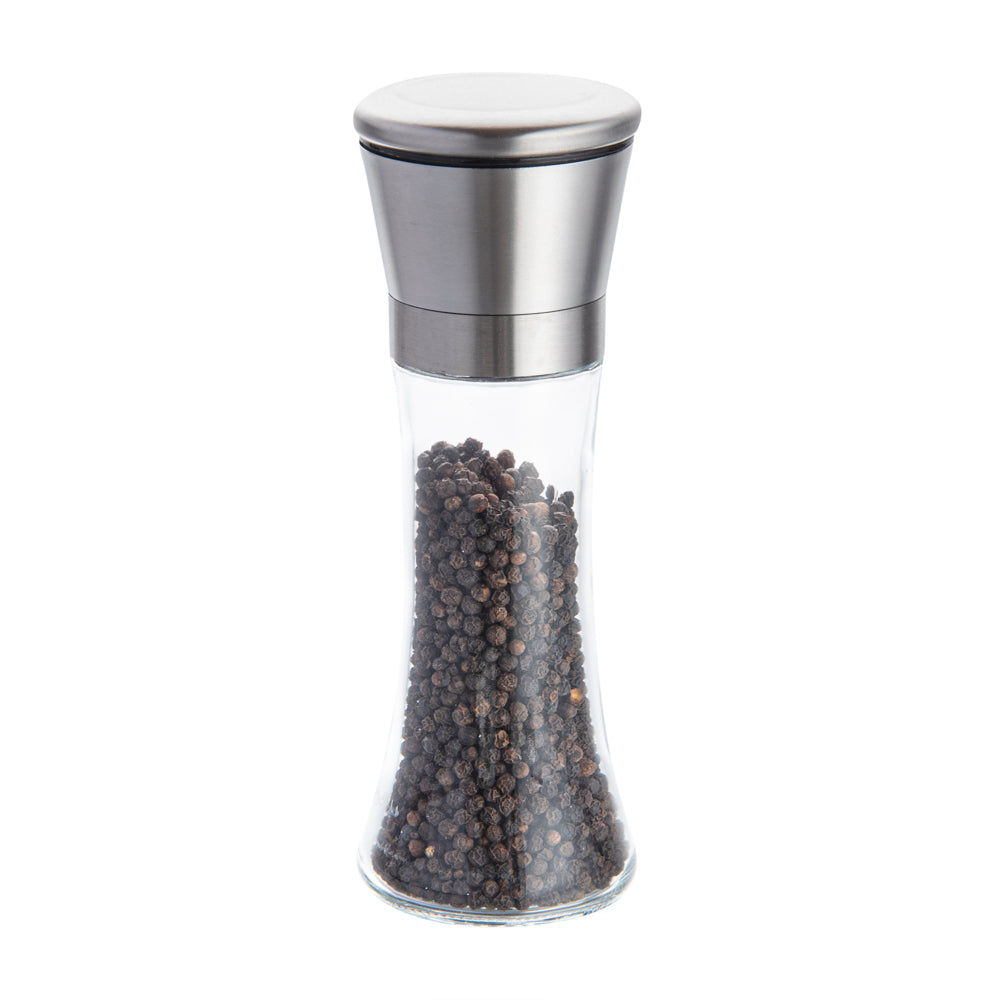 restaurantware Vetri 6 oz Glass Salt / Pepper Grinder - with Lid - 1 3/4" x 1 3/4" x 5 3/4" - 1 count box