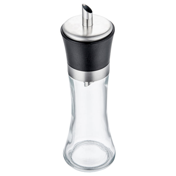 Restaurantware Vetri 6 Oz Glass Sugar Dispenser - With Pouring Spout Black Lid - 1 3/4" X 1 3/4" X 5 3/4" - 1 Count Box