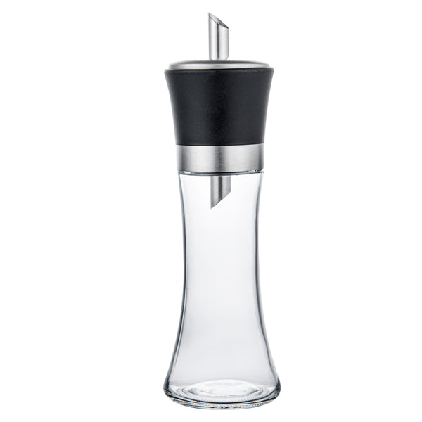 Restaurantware Vetri 6 Oz Glass Sugar Dispenser - With Pouring Spout Black Lid - 1 3/4" X 1 3/4" X 5 3/4" - 1 Count Box