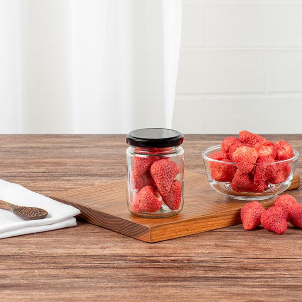 Restaurantware Vetri 8 Oz Clear Glass Jar - With Black Metal Lid - 2 3/4" X 2 3/4" X 3 3/4" - 100 Count Box