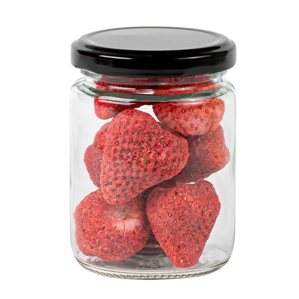 restaurantware Vetri 8 oz Clear Glass Jar - with Black Metal Lid - 2 3/4" x 2 3/4" x 3 3/4" - 100 count box