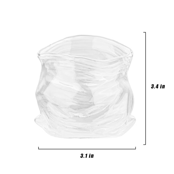 Restaurantware Vetri 8 Oz Round Clear Glass Unzipped Bag Bowl - 3 1/4" X 2 3/4" X 3 1/4" - 1 Count Box