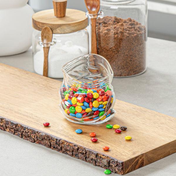 Restaurantware Vetri 8 Oz Round Clear Glass Unzipped Bag Bowl - 3 1/4" X 2 3/4" X 3 1/4" - 1 Count Box