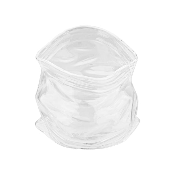 Restaurantware Vetri 8 Oz Round Clear Glass Unzipped Bag Bowl - 3 1/4" X 2 3/4" X 3 1/4" - 1 Count Box