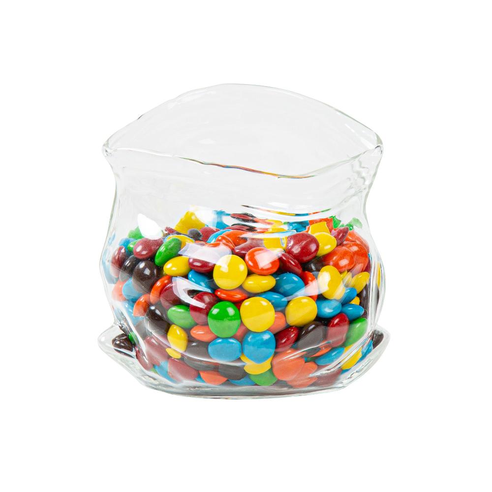 restaurantware Vetri 8 oz Round Clear Glass Unzipped Bag Bowl - 3 1/4" x 2 3/4" x 3 1/4" - 1 count box