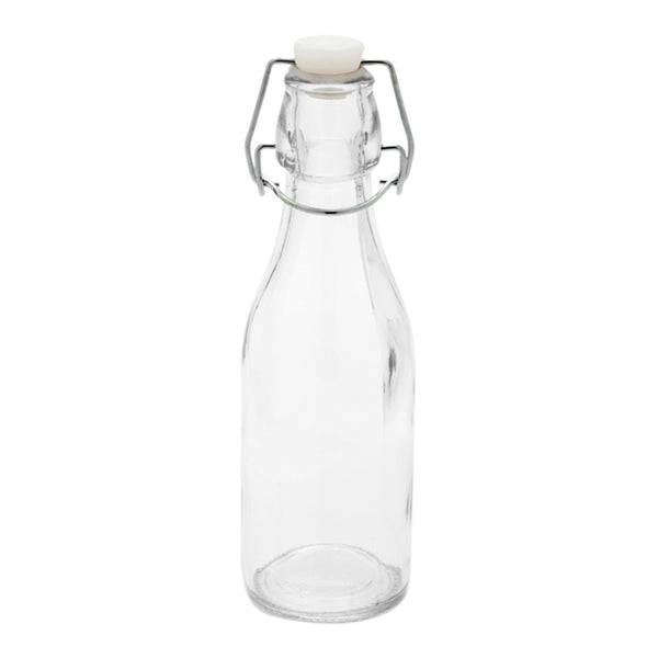Restaurantware Vetri 9 Oz Round Glass Nostalgic Bottle - Swing Top - 2 1/4" X 2 1/4" X 7 3/4" - 10 Count Box