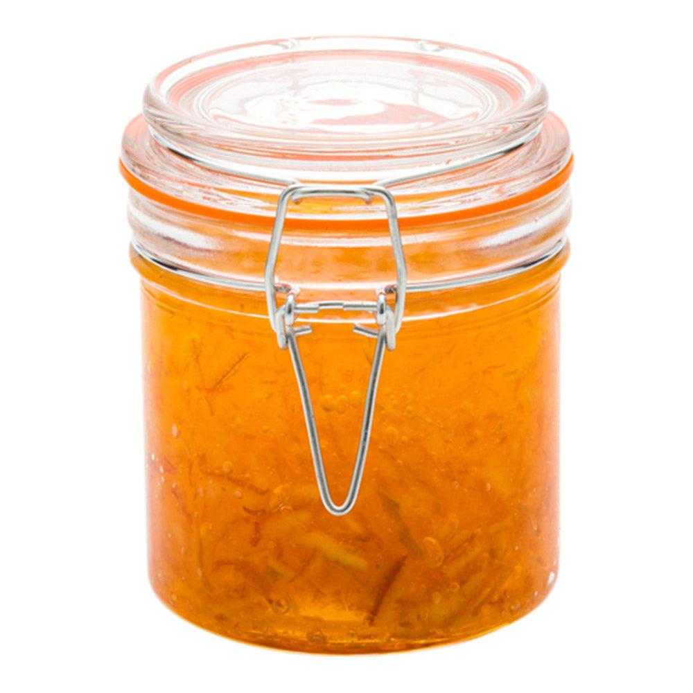 restaurantware Vetri 9 oz Round Glass Nostalgic Mason Jar - with Clamp Lid - 3 1/4" x 3 1/4" x 3 3/4" - 10 count box