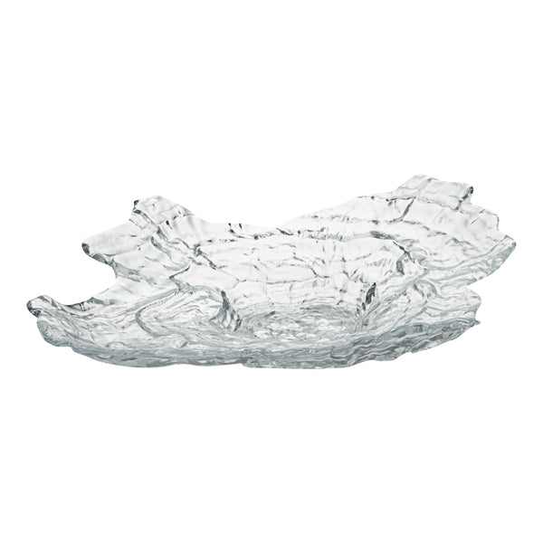 Restaurantware Vetri Abstract Clear Glass Seashell Serving Plate - 15" X 11 1/2" X 2 3/4" - 6 Count Box