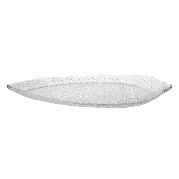 Restaurantware Vetri Clear Glass Leaf Serving Plate - 17" X 7 3/4" X 1 1/4" - 6 Count Box