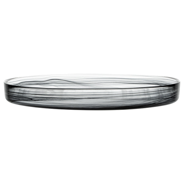 Restaurantware Vetri Round Black Glass Alabaster Plate - 11" X 11" X 1 1/4" - 6 Count Box