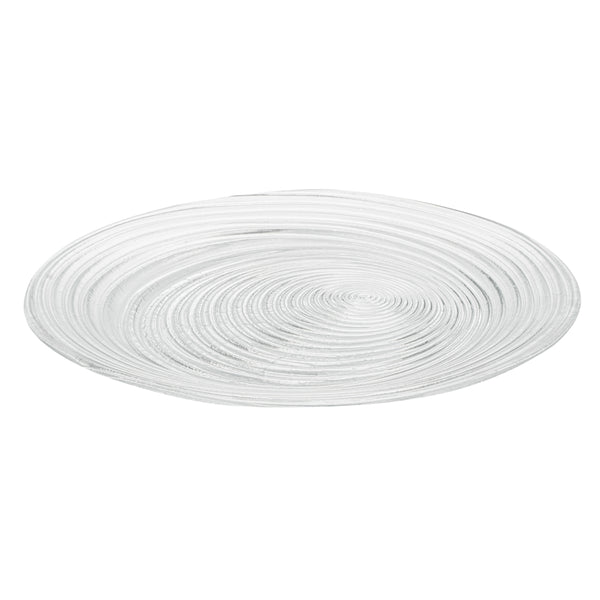 Restaurantware Vetri Round Clear Glass Swirl Plate - 11 3/4" X 11 3/4" X 1 1/4" - 6 Count Box