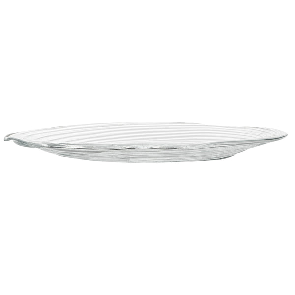 Restaurantware Vetri Round Clear Glass Swirl Plate - 9 1/2" X 9 1/2" X 3/4" - 6 Count Box