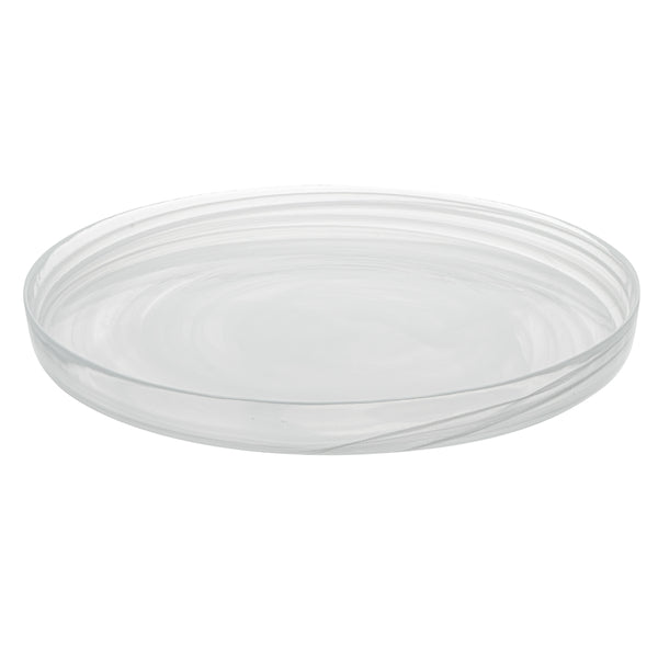 Restaurantware Vetri Round White Glass Alabaster Plate - 13" X 13" X 1 1/2" - 6 Count Box