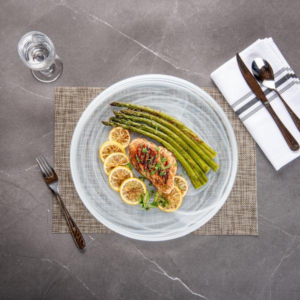 Restaurantware Vetri Round White Glass Alabaster Plate - 13" X 13" X 1 1/2" - 6 Count Box