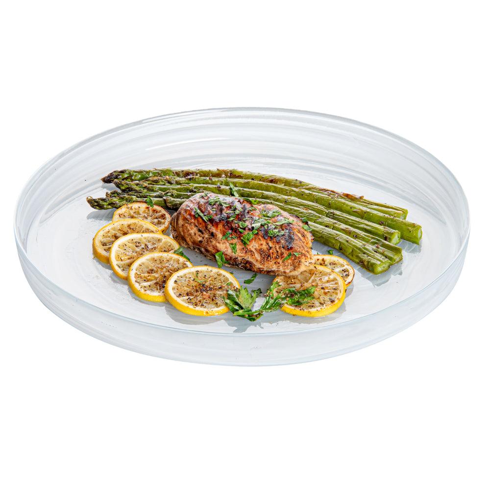 restaurantware Vetri Round White Glass Alabaster Plate - 13" x 13" x 1 1/2" - 6 count box