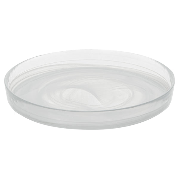 Restaurantware Vetri Round White Glass Alabaster Plate - 8 1/4" X 8 1/4" X 1" - 6 Count Box