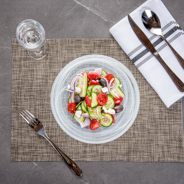 Restaurantware Vetri Round White Glass Alabaster Plate - 8 1/4" X 8 1/4" X 1" - 6 Count Box