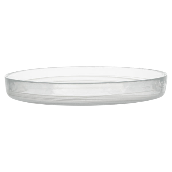 Restaurantware Vetri Round White Glass Alabaster Plate - 8 1/4" X 8 1/4" X 1" - 6 Count Box