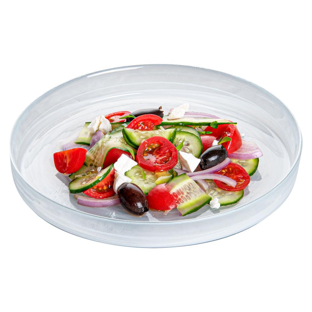 restaurantware Vetri Round White Glass Alabaster Plate - 8 1/4" x 8 1/4" x 1" - 6 count box