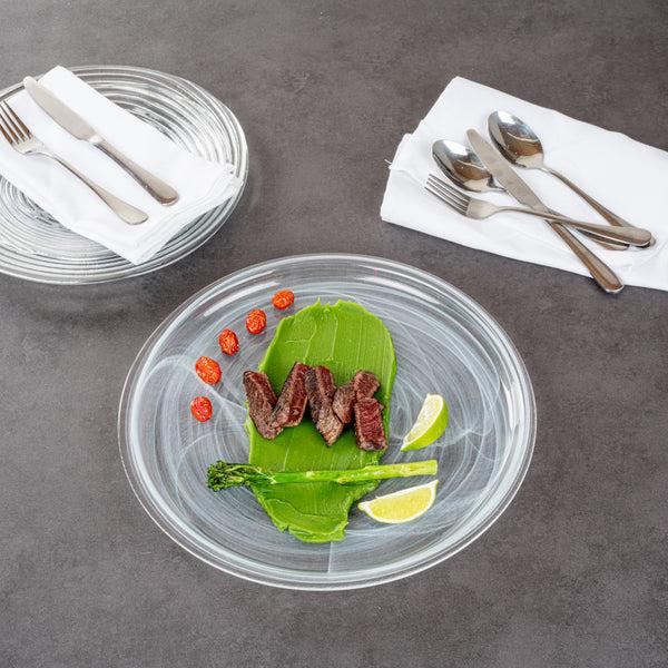 Restaurantware Vetri Round White Glass Solar Plate - 13" X 13" X 3/4" - 6 Count Box