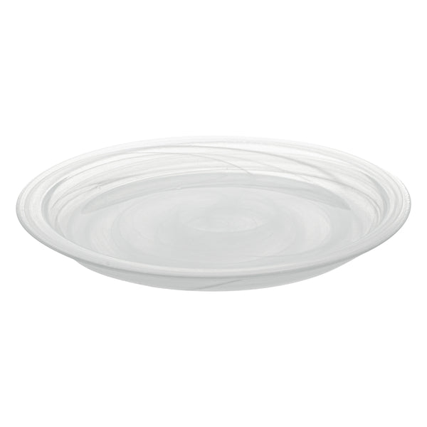 Restaurantware Vetri Round White Glass Solar Plate - 8 1/4" X 8 1/4" X 3/4" - 6 Count Box