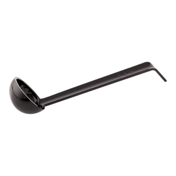 Restaurantware Voga 1 Oz Black Plastic Sauce Ladle - 8 1/2" - 1 Count Box