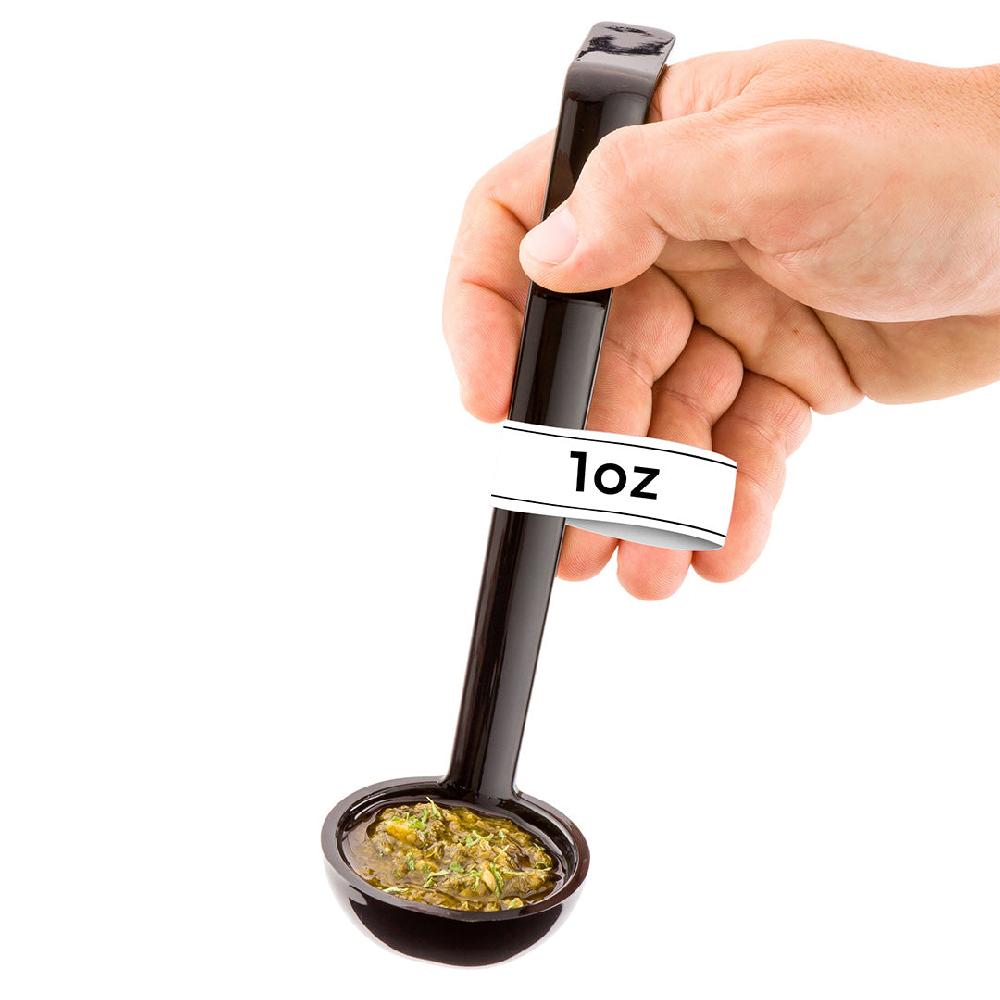 restaurantware Voga 1 oz Black Plastic Sauce Ladle - 8 1/2" - 1 count box