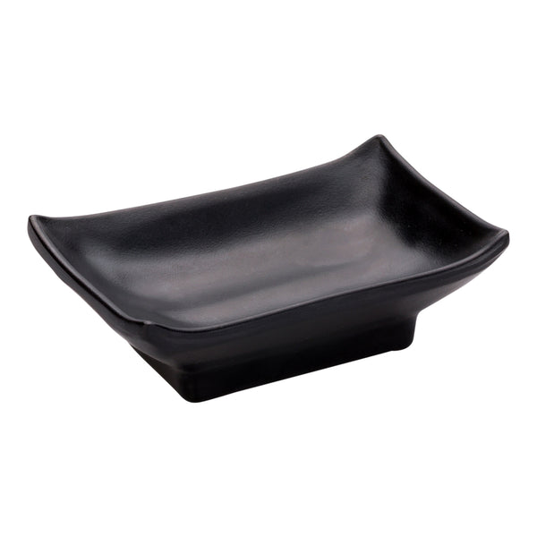 Restaurantware Voga 1 Oz Rectangle Black Melamine Sauce Dish - Japonais - 4" X 2 1/2" X 1 1/4" - 10 Count Box