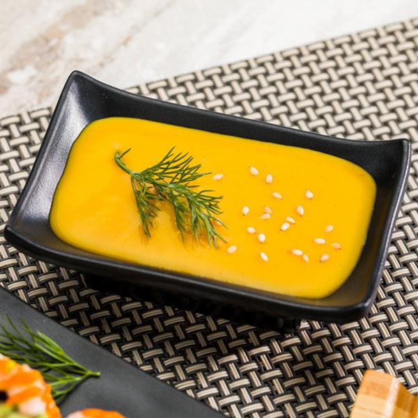 Restaurantware Voga 1 Oz Rectangle Black Melamine Sauce Dish - Japonais - 4" X 2 1/2" X 1 1/4" - 10 Count Box