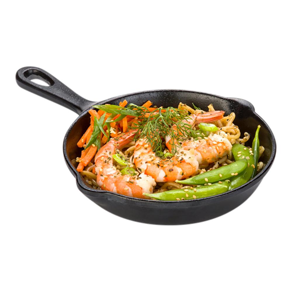 restaurantware Voga 12 oz Black Melamine Serving Dish with Handle - Faux Cast Iron - 10" x 6 3/4" x 1 1/4" - 6 count box