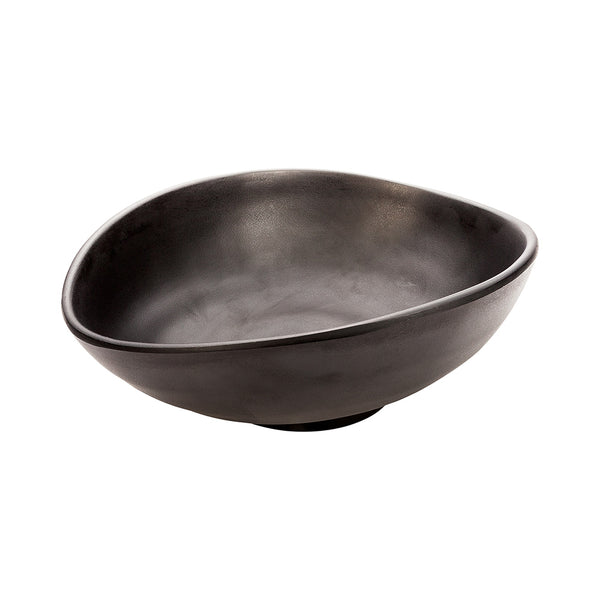 Restaurantware Voga 15 Oz Round Black Melamine Freeform Small Bowl - Japonais Black Stone - 7" X 5 1/2" X 2 1/2" - 2 Count Box