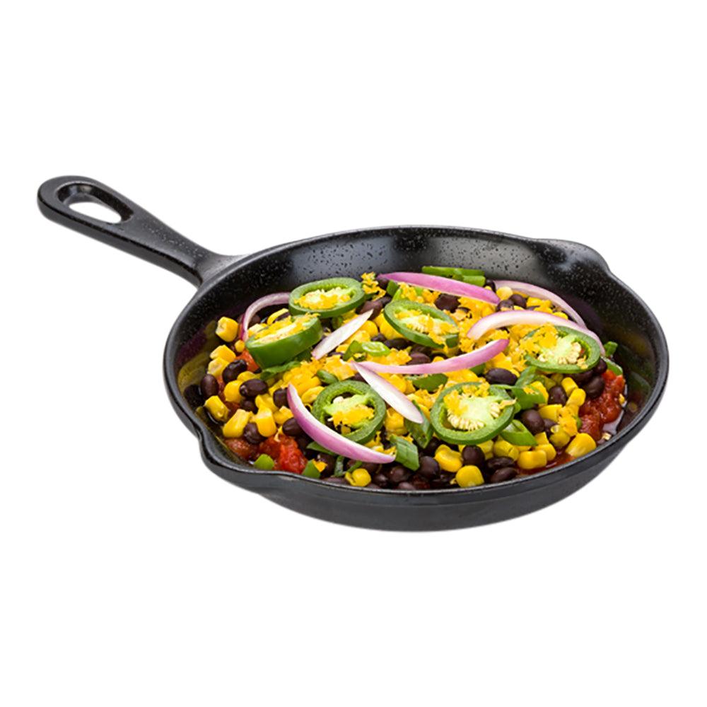restaurantware Voga 16 oz Black Melamine Serving Dish with Handle - Faux Cast Iron - 13" x 8 3/4" x 1 1/2" - 6 count box