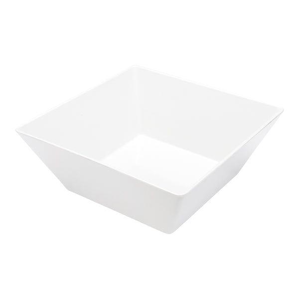 Restaurantware Voga 180 Oz Square White Melamine Serving Bowl - Classic - 11 3/4" X 11 3/4" X 4 1/2" - 2 Count Box
