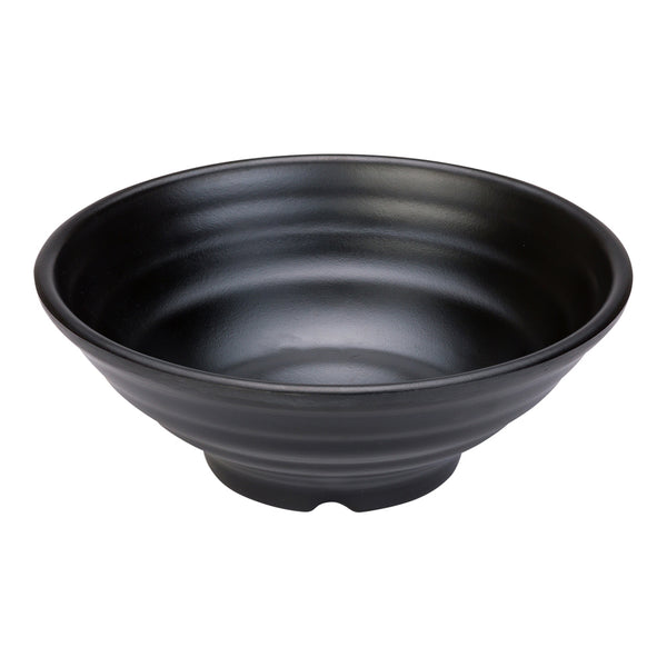 Restaurantware Voga 27 Oz Round Black Melamine Large Bowl - Japonais Faux Stone - 7 3/4" X 7 3/4" X 3" - 2 Count Box
