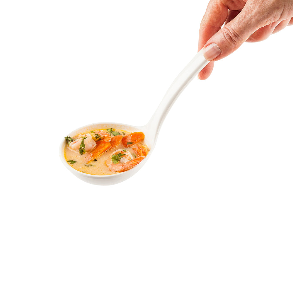 restaurantware Voga 3 oz White Melamine Ladle - 10 1/2" x 2 1/4" x 2 1/4" - 10 count box