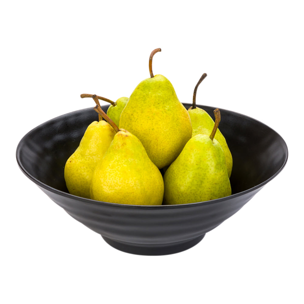 restaurantware Voga 37 oz Round Black Melamine Serving Bowl - Japonais Faux Slate - 9 3/4" x 9 3/4" x 3 1/4" - 2 count box