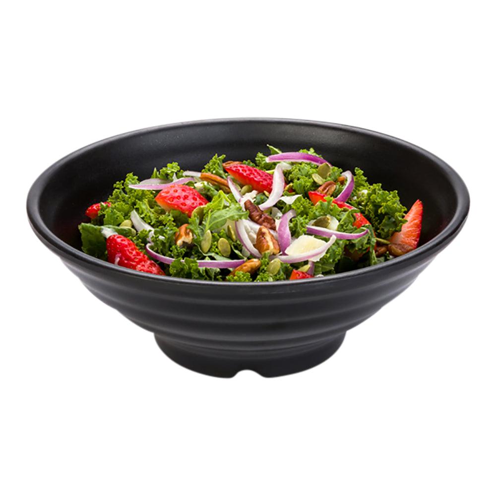restaurantware Voga 42 oz Round Black Melamine Extra Large Bowl - Japonais Faux Stone - 8 3/4" x 8 3/4" x 3 1/4" - 2 count box