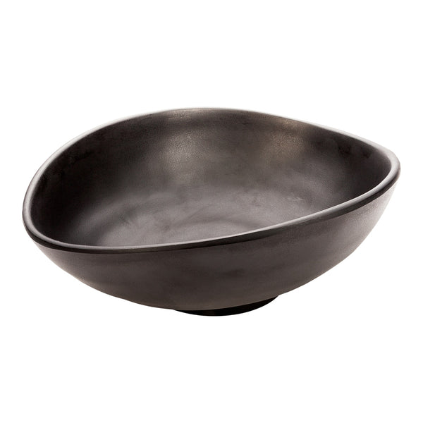 Restaurantware Voga 44 Oz Round Black Melamine Freeform Large Bowl - Japonais Black Stone - 9 1/2" X 7 3/4" X 3 1/2" - 2 Count Box