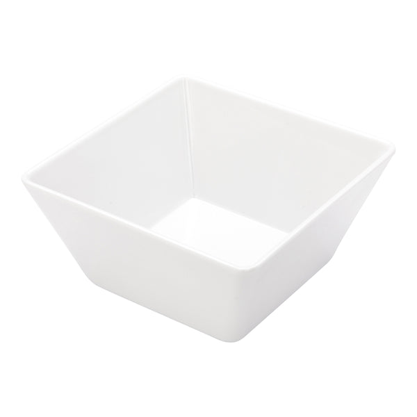 Restaurantware Voga 45 Oz Square White Melamine Serving Bowl - Classic - 7" X 7" X 3 1/4" - 10 Count Box