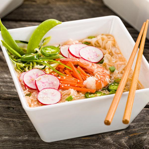 Restaurantware Voga 45 Oz Square White Melamine Serving Bowl - Classic - 7" X 7" X 3 1/4" - 10 Count Box