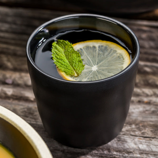 Restaurantware Voga 8 Oz Black Melamine Tea Cup - Japonais - 3" X 3" X 3 1/4" - 10 Count Box