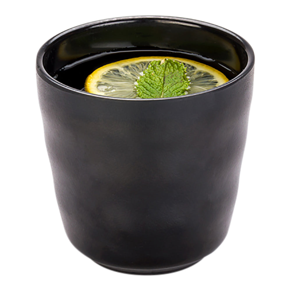 restaurantware Voga 8 oz Black Melamine Tea Cup - Japonais - 3" x 3" x 3 1/4" - 10 count box