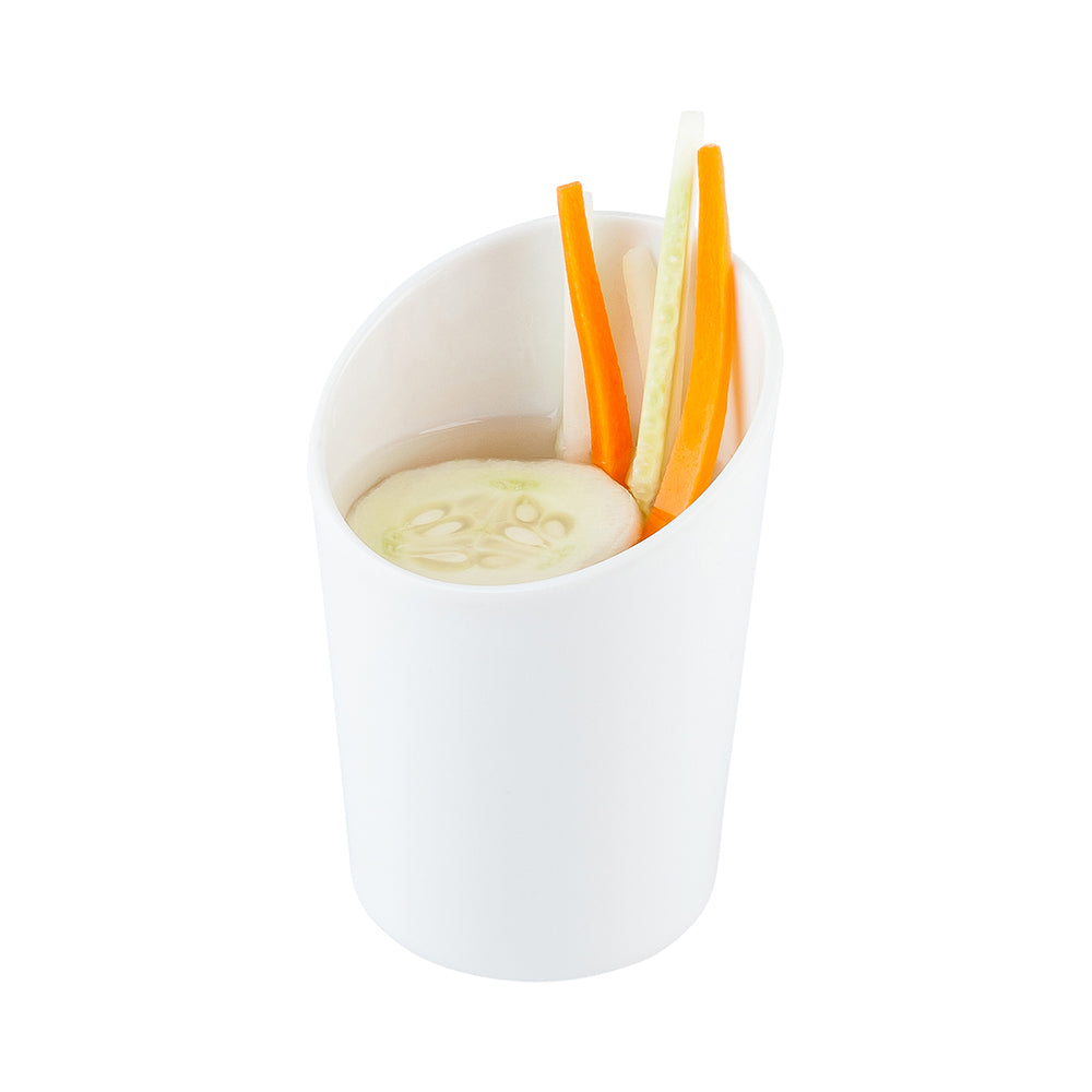 restaurantware Voga 9 oz Round White Melamine Cup - Incline - 3" x 3" x 3" - 10 count box