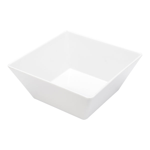 Restaurantware Voga 96 Oz Square White Melamine Serving Bowl - Classic - 9 1/2" X 9 1/2" X 4" - 6 Count Box
