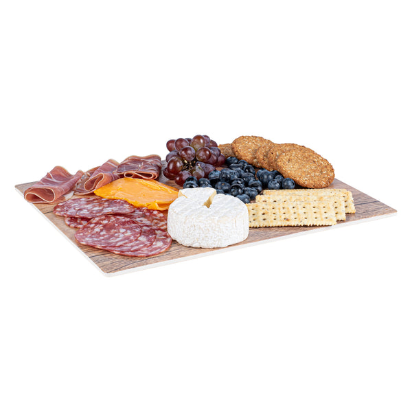 Restaurantware Voga Countryside Brown Melamine Serving Board - Faux Wood - 12 1/2" X 10 1/4" X 1/2" - 1 Count Box