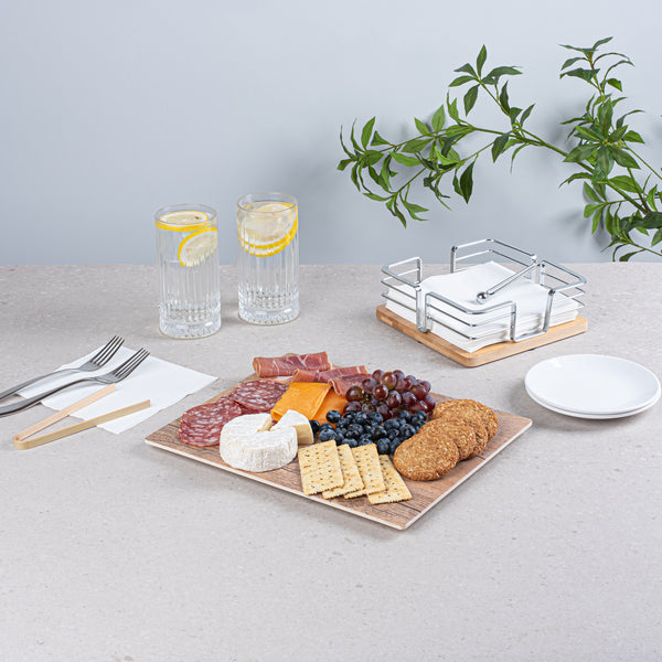 Restaurantware Voga Countryside Brown Melamine Serving Board - Faux Wood - 12 1/2" X 10 1/4" X 1/2" - 1 Count Box