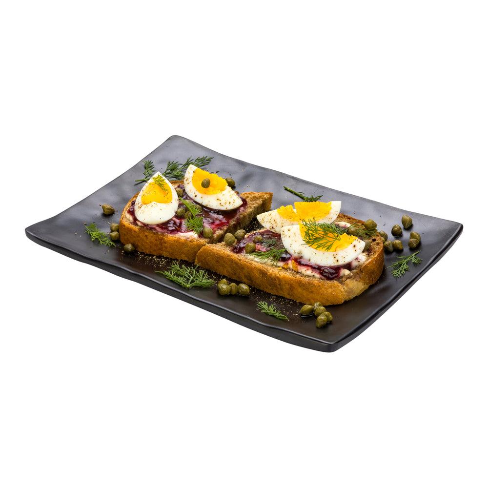 restaurantware Voga Rectangle Black Melamine Medium Plate - Japonais Faux Slate - 9 3/4" x 6 3/4" - 4 count box