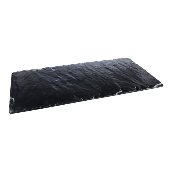 Restaurantware Voga Rectangle Black Melamine Plate - Japonais Slate - 10" X 20" X 3/4" - 4 Count Box