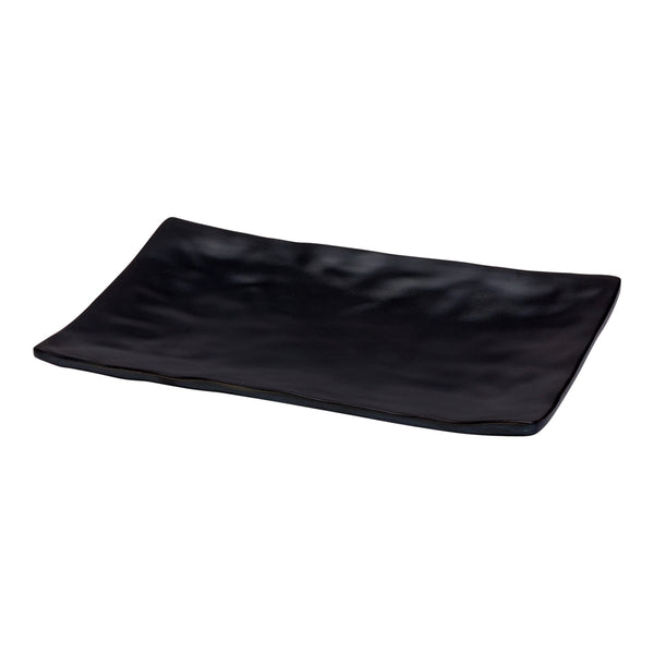 Restaurantware Voga Rectangle Black Melamine Small Plate - Japonais Faux Slate - 7 3/4" X 5 1/2" - 4 Count Box