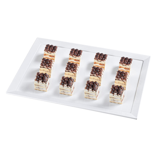 Restaurantware Voga Rectangle White Melamine Extra Large Serving Tray - Classic - 25 1/2" X 17 3/4" X 1" - 1 Count Box